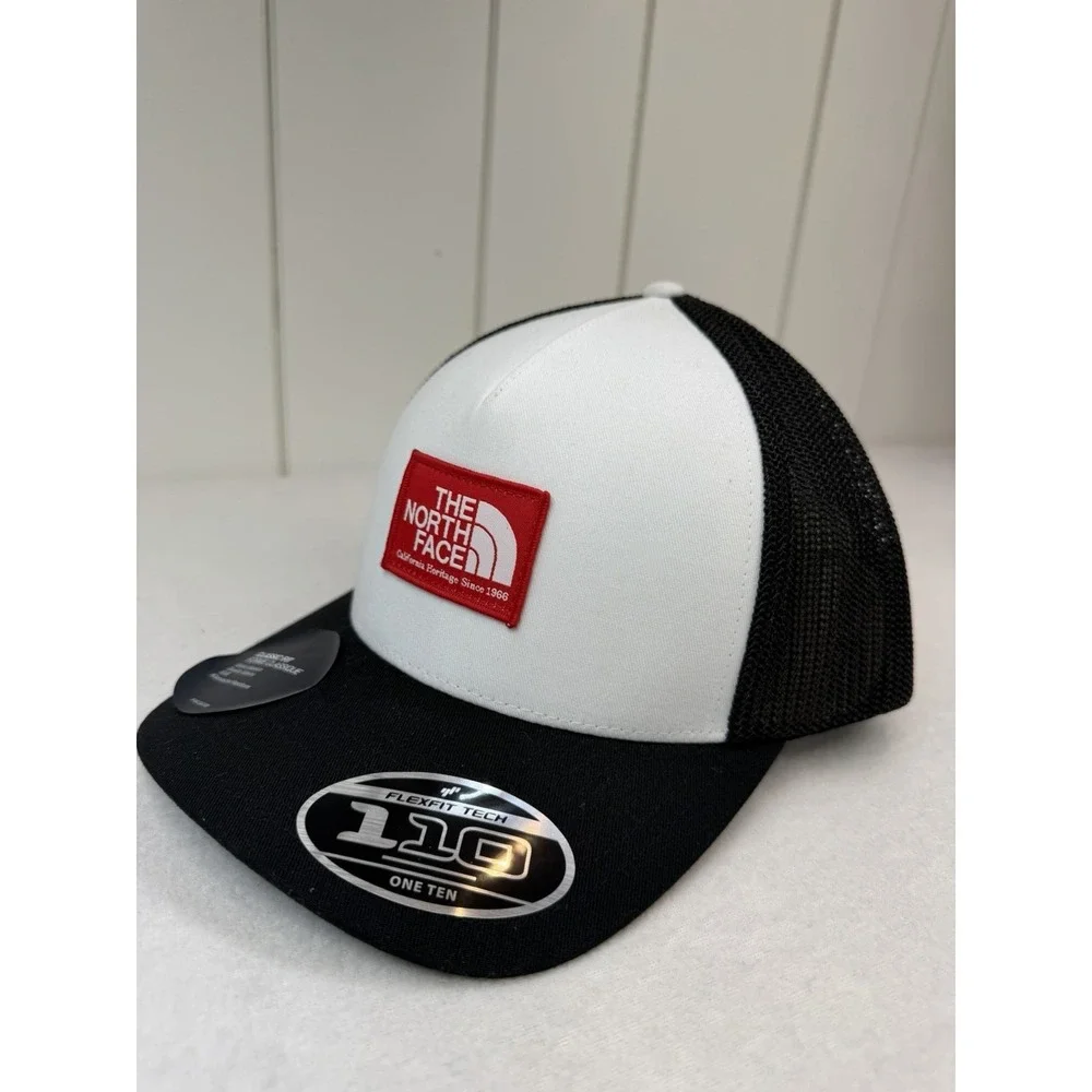 The North Face Mens Keep It Patched Trucker Cap Hat TNF Black Horizon Red White
